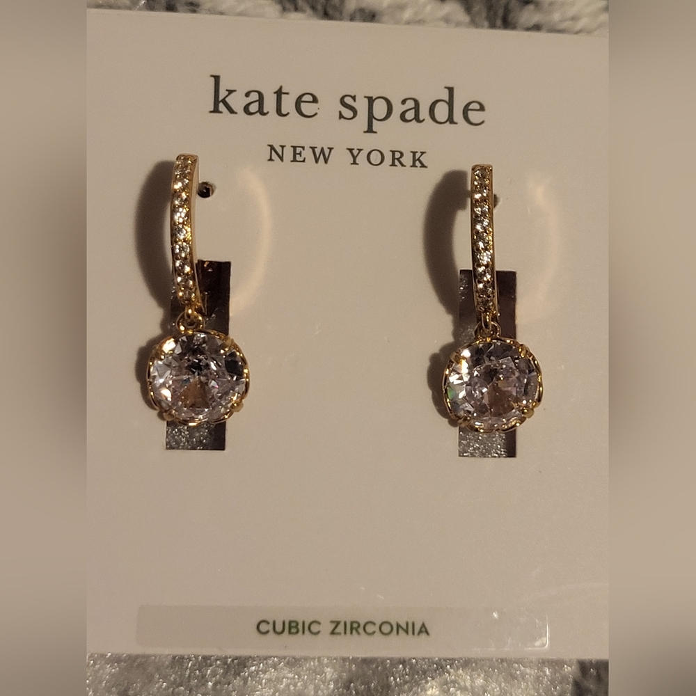 Kate Spade That Sparkle Clear and Gold Earrings